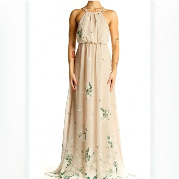 Show Me Your MuMu Beige Floral Maxi Dress - Picture 1 of 5